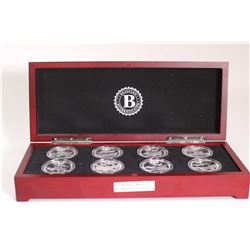 Wood cased Bradford Exchange Mint set of eight silver plated " World War II Bomber Collection" one c