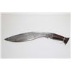 Image 3 : Late 19th century Nepalese Kukri with heavy swollen 12 1/2" blade and wooden grip. Note missing scab