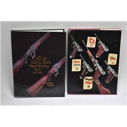 Two hardcover books including The British Falling Block Breach Loading Rifle from 1865 and Luger The