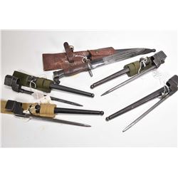 Five bayonets including as described by consignor Eygpt Hakim and four Enfield spike bayonets