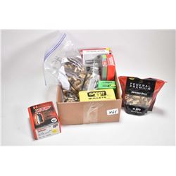 Selection of .45 auto reloading equipment including brass, bullets, primers and dies