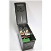Image 1 : Green military style ammo box with a selection of .38 auto ammunition including four 50 count boxes 