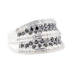 1.00 ctw Black and White Diamond Ring - 14KT White Gold