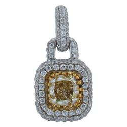 18k White Gold 1.21CTW Diamond Pendant, (VS1/G/Fancy Yellow)