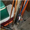 Image 2 : FISHING REELS, 2 RODS, ROD CASE, VINTAGE, VINTAGE LEVEL, AND SKI POLES