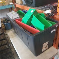 LARGE BLACK TOTE FULL OF BINS