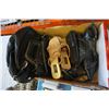 Image 2 : BOX OF LADY SHOES AND PURSES W/ TRAY OF MULTI TOOLS