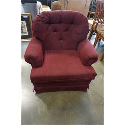 MAROON VINTAGE UPHOLSTERED ARM CHAIR