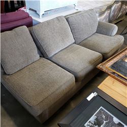 BANHANS GREEN UPHOLSTERED SOFA W/ OPEN END