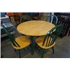 Image 5 : MAPLE AND GREEN DROPLEAF DINING TABLE W/ 4 CHAIRS