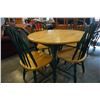 Image 6 : MAPLE AND GREEN DROPLEAF DINING TABLE W/ 4 CHAIRS