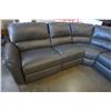 Image 2 : HOME ELEGANCE GREY LEATHER 3 PIECE POWER RECLINE SECTIONAL, WITH USB OUTLETS, FLOOR MODEL, RETAIL $3