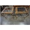 Image 2 : IRON AND MARBLE END TABLES W/ GLASS INSERTS
