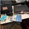 Image 1 : SCRAPBOOKING SUPPLIES INCLUDING CUTTING DIES, INK PADS, STAMPS, SCISSORS AND VINTAGE SAMSONITE BRIEF
