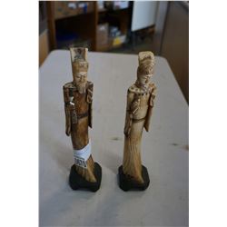 2 BONE HAND CARVED FIGURES