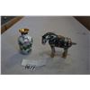 Image 1 : CLOISONNE HORSE AND SMALL VASE