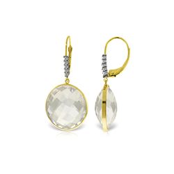 Genuine 36.15 ctw White Topaz & Diamond Earrings 14KT Yellow Gold