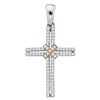 Image 1 : 0.20 CTW Diamond Bound Cross Religious Pendant 10kt Two-tone Gold