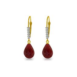 Genuine 17.75 ctw Ruby & Diamond Earrings 14KT Yellow Gold