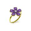 Image 1 : Genuine 2.22 ctw Amethyst & Diamond Ring 14KT Yellow Gold