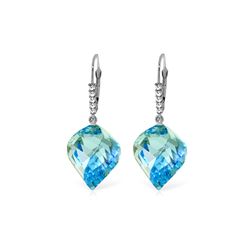 Genuine 28 ctw Blue Topaz & Diamond Earrings 14KT White Gold