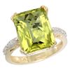 Image 1 : 5.52 CTW Lemon Quartz & Diamond Ring 10K Yellow Gold