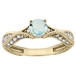 0.67 CTW Aquamarine & Diamond Ring 14K Yellow Gold