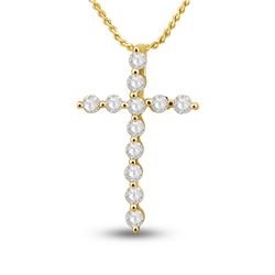 0.50 CTW Diamond Cross Pendant 14kt Yellow Gold