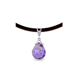Genuine 6.51 ctw Amethyst & Diamond Necklace 14KT White Gold
