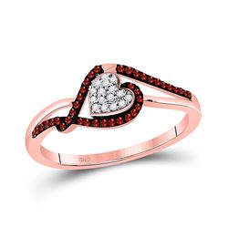 0.16 CTW Red Color Enhanced Diamond Heart Cluster Ring 10kt Rose Gold
