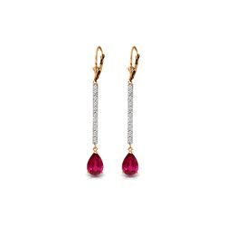 Genuine 3.6 ctw Ruby & Diamond Earrings 14KT Rose Gold