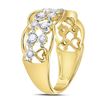 Image 3 : 0.34 CTW Diamond Double Row Heart Dot Ring 14kt Yellow Gold
