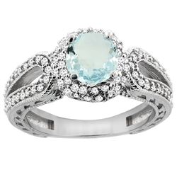 1.25 CTW Aquamarine & Diamond Ring 14K White Gold