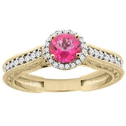 1.24 CTW Pink Topaz & Diamond Ring 14K Yellow Gold