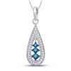 Image 1 : 0.20 CTW Blue Color Enhanced Diamond Teardrop Pendant 10kt White Gold