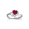 Image 1 : Genuine 1.02 ctw Ruby & Diamond Ring 14KT White Gold