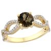 Image 1 : 1.25 CTW Quartz & Diamond Ring 10K Yellow Gold