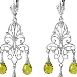 Genuine 3.75 ctw Peridot Earrings 14KT White Gold