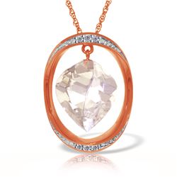 Genuine 12.9 ctw White Topaz & Diamond Necklace 14KT Rose Gold
