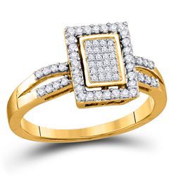 0.30 CTW Diamond Rectangle Frame Cluster Ring 10kt Yellow Gold