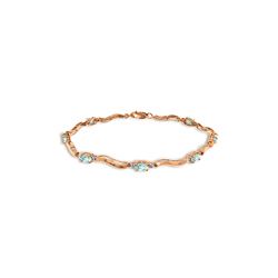 Genuine 2.01 ctw Aquamarine & Diamond Bracelet 14KT Rose Gold