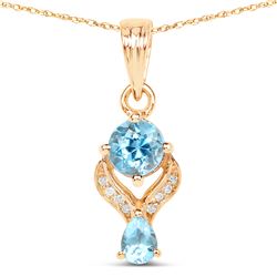0.79 ctw Swiss Blue Topaz & Diamond Pendant 14K Yellow Gold