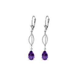 Genuine 3 ctw Amethyst Earrings 14KT White Gold
