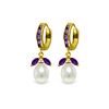 Image 1 : Genuine 10.30 ctw Amethyst & Pearl Earrings 14KT Yellow Gold