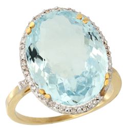 13.71 CTW Aquamarine & Diamond Ring 14K Yellow Gold