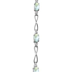 Genuine 1.16 ctw Aquamarine & Diamond Bracelet 14KT White Gold