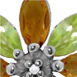 Genuine 2.0 ctw Citrine, Peridot & Diamond Necklace 14KT White Gold