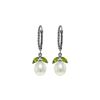 Image 1 : Genuine 9 ctw Peridot & Pearl Earrings 14KT White Gold