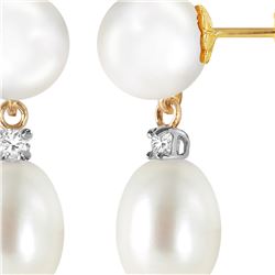 Genuine 10.10 ctw Pearl & Diamond Earrings 14KT Yellow Gold