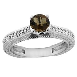 0.71 CTW Quartz & Diamond Ring 14K White Gold